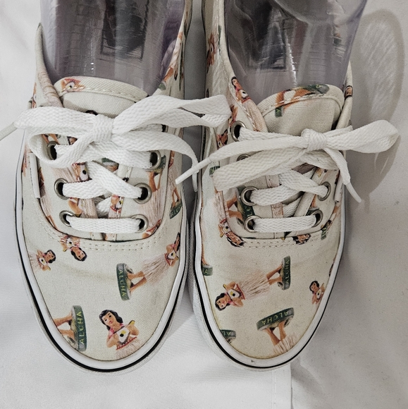 Vans off the wall hula girl print sneakers shoes women's size 7 - Picture 11 of 12